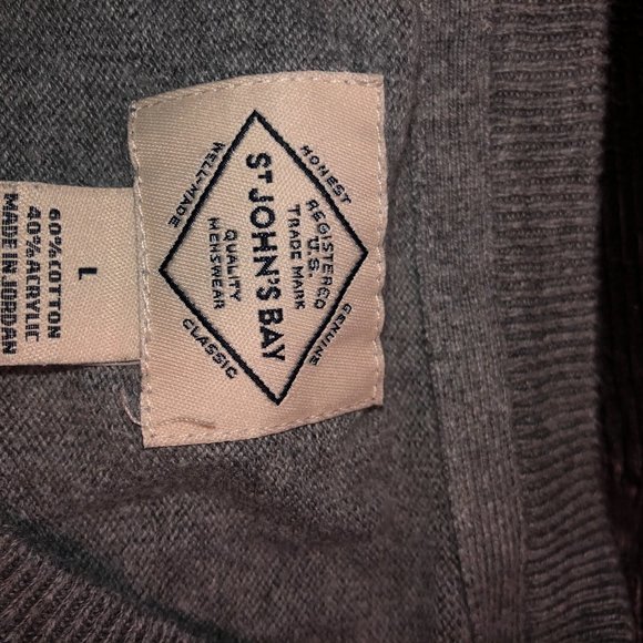 St. John's Bay Men's Large Sweater Gray‎ V-Neck - Picture 2 of 15